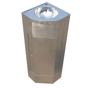 Mueble de baño con lavabo esquinero de acero inoxidable, diseño triangular, hecho a medida - Product Image 1