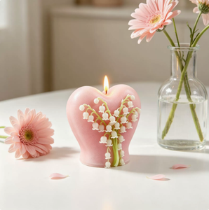 Nuovo Stampo in <span class=keywords><strong>Silicone</strong></span> a Forma di Cuore per Candele, Stampo in <span class=keywords><strong>Silicone</strong></span> per Candele Decorative Fai-da-Te a Forma di Cuore e Mughetto - Product Image 2