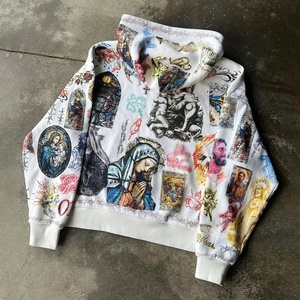Sudadera con capucha de algodón de punto gofrado de 400 g/m² de alto gramaje con cremallera completa, estilo vintage, ropa urbana, fabricante, gráfico personalizado, para hombre - Product Image 2