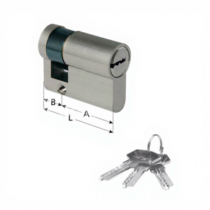 Clé européenne en forme de demi-cylindre avec finition en laiton chromé satiné, 3 clés - Product Image 1