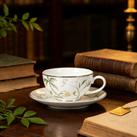 Ensemble tasse et soucoupe à café en céramique classique de Jingdezhen, design Aube de printemps, tasse et soucoupe à expresso en porcelaine, nouveau style chinois, écologique