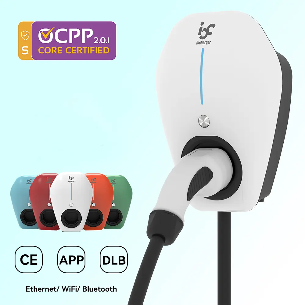 OCPP 2.0.1 ISO15118 plug and charge DLB electric vehicle charger point 7kW 32 Amp type 2 wall Mounted EV charger