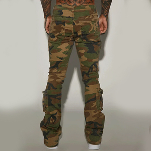 Pantaloni da Uomo in Felpa di Cotone di Alta Qualità, Stile Streetwear con Logo Personalizzato, Gamba Larga Dritta Vintage Nera, Modello Baggy <span class=keywords><strong>Camouflage</strong></span> - Product Image 4