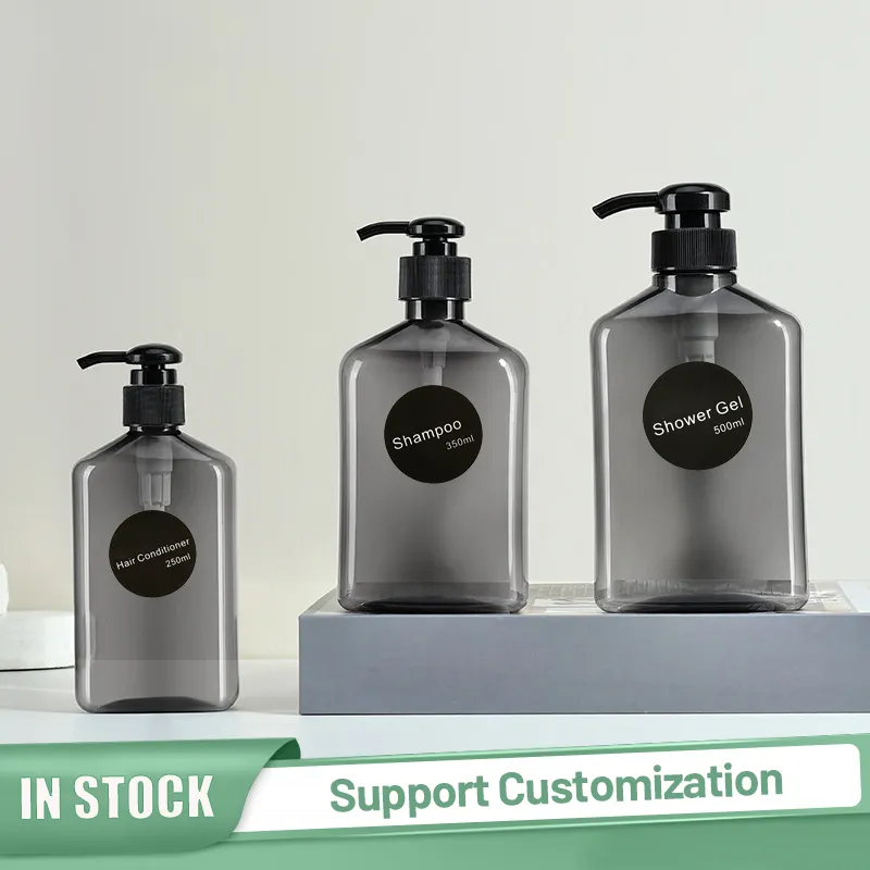 250ML 350ML 500ML PET Frosted Cosmetic Lotion Flasche Handwäsche Kunststoff Black Shampoo Flasche