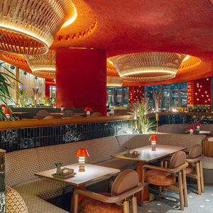 Chiosco ristorante in pelle con ciuffi marrone con schienale alto in stile Vintage Coffee Shops <span class=keywords><strong>cafe</strong></span> Set di divani quadrati per il progetto - Product Image 2