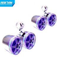 Paire d'enceintes de tour de wakeboard double marine Reborn avec haut-parleurs de bateau à anneau lumineux LED