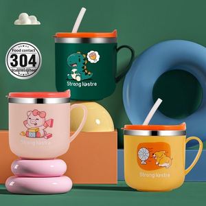 Children's Water <b>Cup</b> Cartoon Creative <b>Cup</b> Lid Double-Layer Insulation Anti-Scalding Scale <b>Straw</b> Sealed & Leakproof - Product Image 1