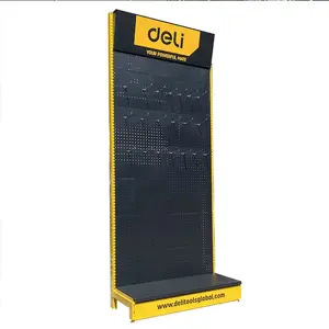 Factory Custom Size Color logo single side yellow supermarket market gondola retail store exhibition display rack shelf