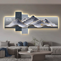 Horloge électronique décorative pour salon, nouvelle lampe LED en porcelaine de cristal Art Déco, peinture murale pour fond de canapé