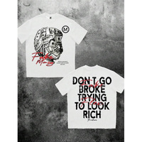 Kaos Katun Sablon Grafis Grosir Slogan Jalanan Streetwear Lengan Pendek Kerah Bulat Kasual untuk Pria Wanita Custom OEM