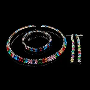 unique silver rainbow choker crystal torque jewelry set statement jewellery