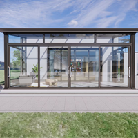 Techo Retráctil Inclinado de Aleación de Aluminio y Vidrio Templado, Moderna Terraza Exterior para Dormitorio, Jardín o Villa Residencial