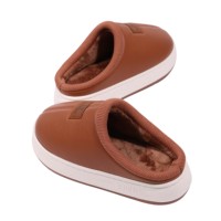 Pantoufles d'intérieur Paul Frank imperméables en PU avec doublure fourrée épaisse, antidérapantes, semelle souple, grandes tailles pour femmes