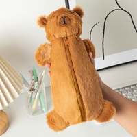Mignon en peluche Capybara jouet porte-crayon Portable maquillage brosse sac sac de rangement fermeture éclair voyage sac cosmétique pour femmes fille étudiant