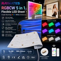 Panneau LED RAYMATES UL SMD5050 (LED 5-en-1) 72 LED/m, 6 LED par coupe, 24V RGBCW, feuille lumineuse LED modulaire mince pour éclairage d'îlot