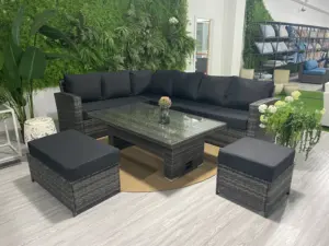 Garden Set Table Outdoor Garden Furniture Dark Rattan Dining Sectional Sofa And Table Set