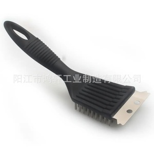 Stainless Steel Grill <b>Brush</b> With Spatula Head Copper <b>Wire</b> Bristles Black PP Handle For BBQ Cleaning Tools - Product Image 2