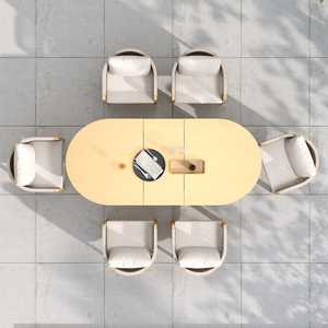 आधुनिक लक्जरी आउटडोर डाइनिंग सेट लकड़ी खत्म एल्यूमीनियम फ्रेम गार्डन को विस्तारित टेबल बुने हुए आर्मचेयर गार्डन डाइनिंग सेट - Product Image 4