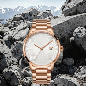 Reloj Mecánico de Oro Rosa con Esfera Redonda, Visualización de Fecha, Analógico, Estilo Casual y de Negocios para Hombre - Product Image 2