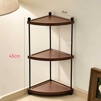 Outils d'organisation pour le rangement à domicile, étagère de rangement, étagère d'angle en bois triangulaire à 3 niveaux