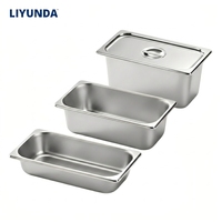 Vente directe d'usine Liyunda, bac GN en acier inoxydable de 0,7/1,0 mm, bac gastronorme, récipient de stockage alimentaire, plateau de service, fournitures hôtelières