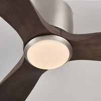 Ventilateur de plafond encastré à pales courbes en bois massif, moteur BLDC réversible avec télécommande sans fil pour intérieur résidentiel à basse hauteur