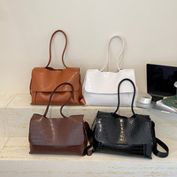 Sac fourre-tout en cuir PU motif croco pour femme, sac à main à bandoulière élégant et polyvalent de grande capacité, mode hiver, printemps, été