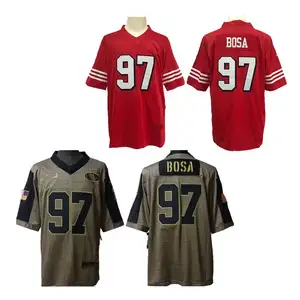 Wholesale High quality 49er Men's Football uniforms jersey custom Sublimated Embroidery 97#Bosa Football Jersey shirts