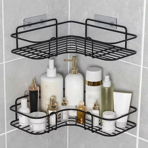 Support triangulaire <span class=keywords><strong>d</strong></span>'angle à angle droit pour salle de bain avec crochets adhésifs Panier de rangement mural dans la cuisine des toilettes - Product Image 6
