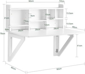 <span class=keywords><strong>Bureau</strong></span> <span class=keywords><strong>mural</strong></span> pliable pour petites pièces, gain de place. Station de travail flottante pliable avec étagère réglable, idéale pour le <span class=keywords><strong>bureau</strong></span> à domicile - Product Image 6