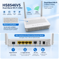 Terminal de réseau optique / routeur fibre optique HS8546V5 FTTH XPON ONU d'occasion, Wi-Fi double bande, 4GE, EPON/GPON