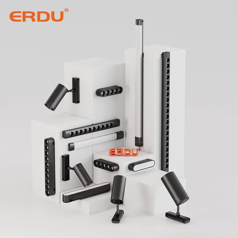 ERDU תקרת ליניארי 48V 35mm Slim רכבת מגנטי מסלול אור מערכת Ultra דק צמודי cob זרקור Led מגנטי מסלול L
