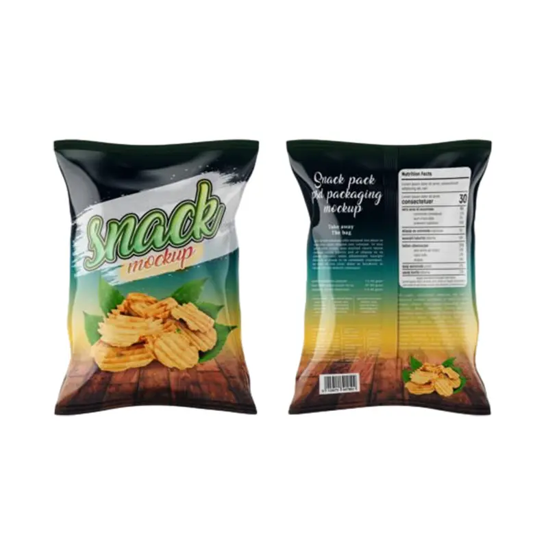 Custom printed three-sided sealing bag puffed food peas crisp Mexican nachos potato chips inflatable snack bag