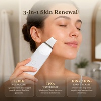 BC Desain Logo Kustom 24KHz Ultrasonic Face Skin Scrubber IPX5 Tahan Air Probe Baja Bodi ABS Pengelupasan Kulit Tanpa Rasa Sakit Dual Ion AU