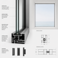 Ventana Abatible Comercial de Alto Rendimiento, Aleación de Aluminio 6063-T5 para Rascacielos, Sistema de Aislamiento Térmico