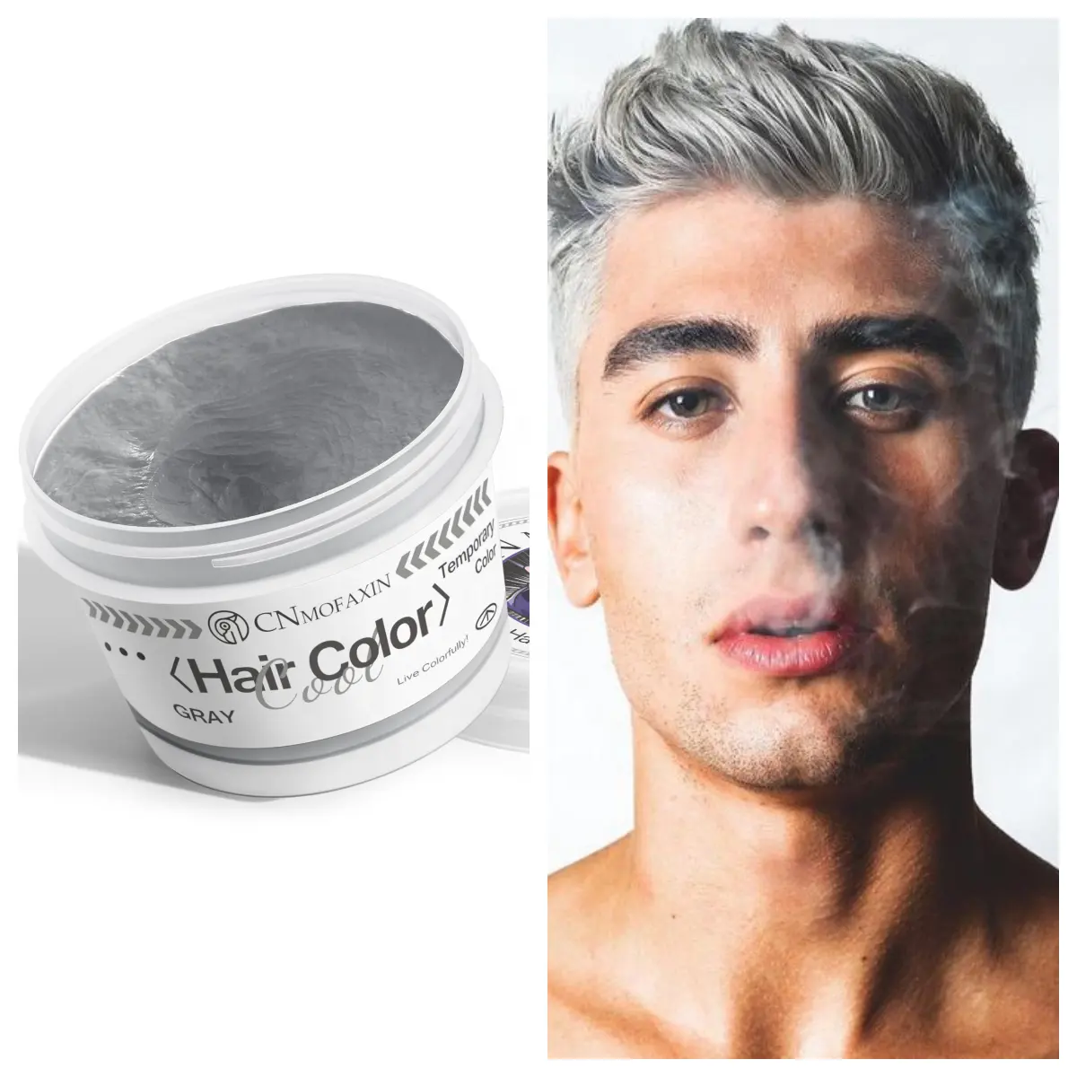 9 Colors Temporary Hair Color Wax Silver Washable Natural Instant Hair Color Cream for DIY Hairstyle for Kids Men Women