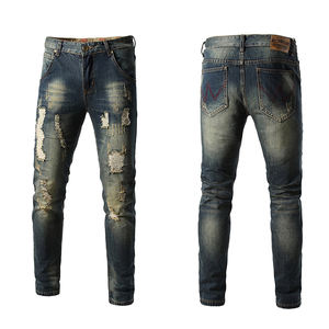 Jeans slim stretch de haute qualité pour hommes, sur mesure, déchirés, style jogging, vintage, streetwear, en denim - Product Image 5