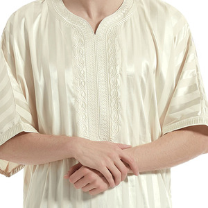 Thobe musulman simple, vêtement islamique Abaya, longue tunique Kaftan, <span class=keywords><strong>Roba</strong></span> arabe pour hommes avec poches zippées - Product Image 4