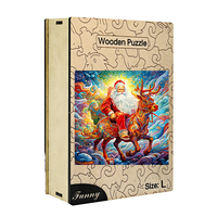 Puzzle en bois de Noël festif, motif dessin animé, taille L, découpe laser, finition huilée, bords lisses, emboîtable, boîte cadeau, sûr pour les enfants