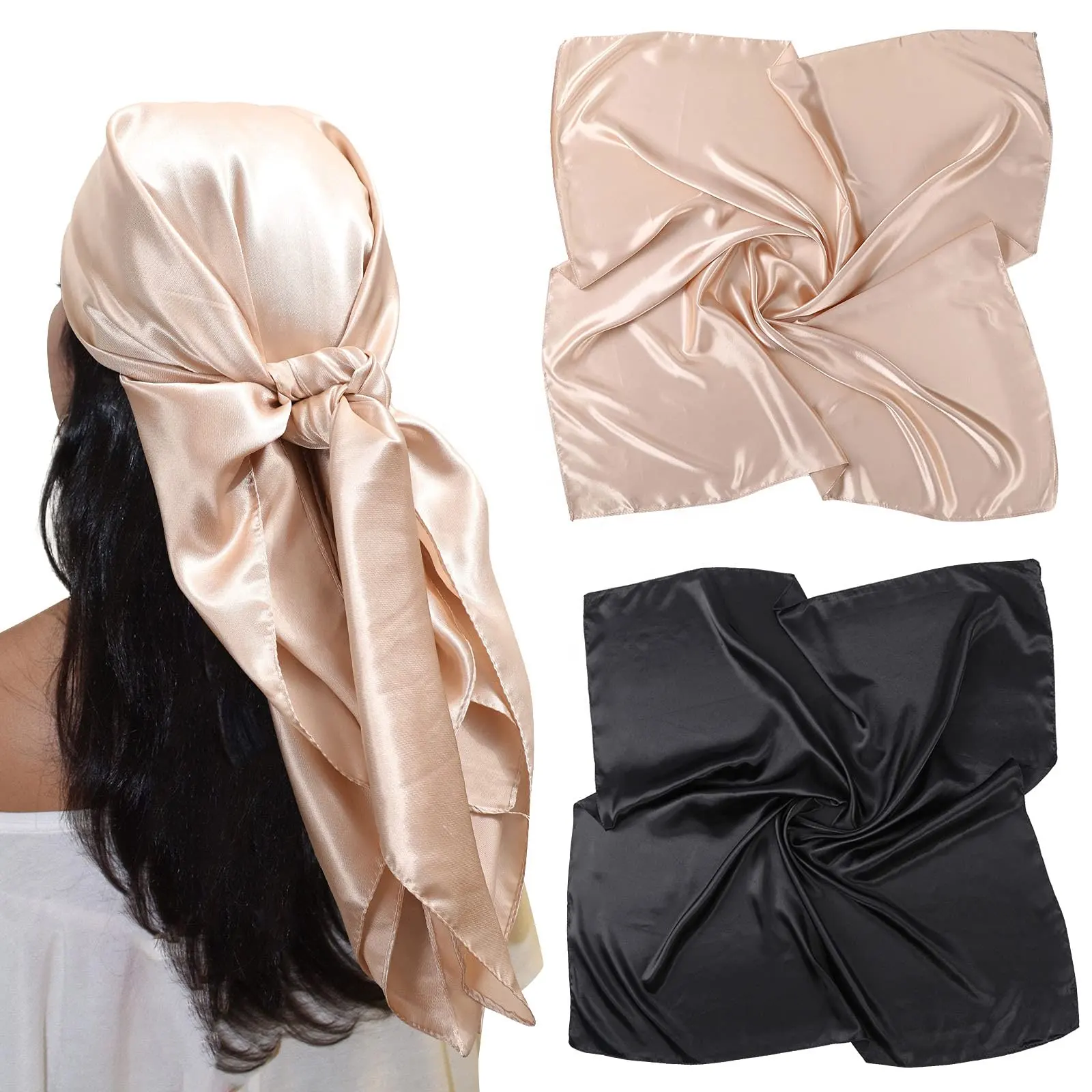 Wholesale Plain 90*90Cm Square Scarf Wrap Large Satin Silk Muslim Hijab Head Scarves Women Gifts ethnic scarf