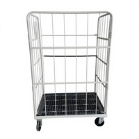 Conteneur à roulettes industriel personnalisable, chariot de stockage en acier pliable à quatre roues, chariot de transport facile pour la logistique d'entrepôt