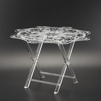 Ensemble de table en acrylique argenté Vague, composé de quatre pièces : une table ronde et une table rectangulaire
