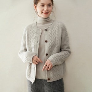 Suéter de Cachemira de Moda con Cuello Redondo, Cárdigan de Punto 100% Lana para Mujer, Otoño-Primavera - Product Image 4