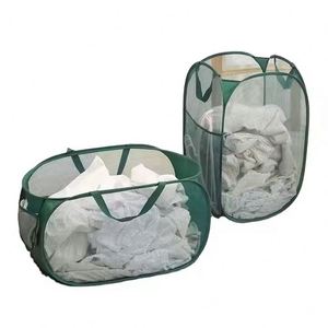 Portable Folding <b>Laundry</b> Hamper with Handle Mesh Washing <b>Basket</b> Convenient & Easy to Carry - Product Image 1