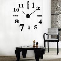 Jam Dinding Tanpa Bingkai DIY Jam Dinding Cermin 3D Jam Dinding Besar Stiker Jam Dinding Senyap Cocok untuk Dekorasi Rumah