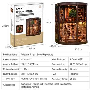 Blocs de construction pour adultes, Mystery Book Nooks, <span class=keywords><strong>puzzle</strong></span> en bois 3D, kit de maison miniature, modèle de construction - Product Image 5