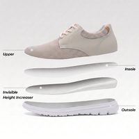 Chaussures décontractées rehaussantes pour hommes, vente en gros d'usine, avec empeigne en maille respirante et doublure en cuir souple, tendance mode