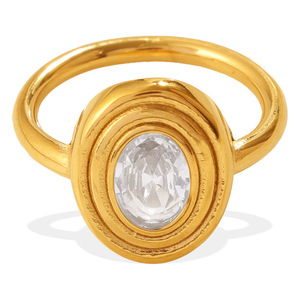 แหวนชุบทองสไตล์ยุโรปอเมริกันย้อนยุค ประดับเพชรซิร์คอน ดีไซน์เรขาคณิต สำหรับผู้หญิง ของขวัญเครื่องประดับ - Product Image 4