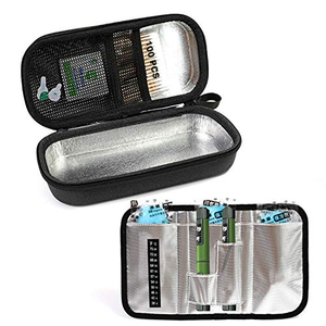 Factory <b>Hard</b> EVA Insulin Cooler Travel Case Aluminum Foil Lined Portable Diabetic Medication Storage Bag With Ice Packs - Product Image 1