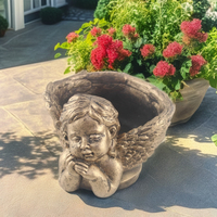 Jardinière en ciment écologique faite à la main avec un design d'ange en cuivre pour la maison, le jardin, le balcon